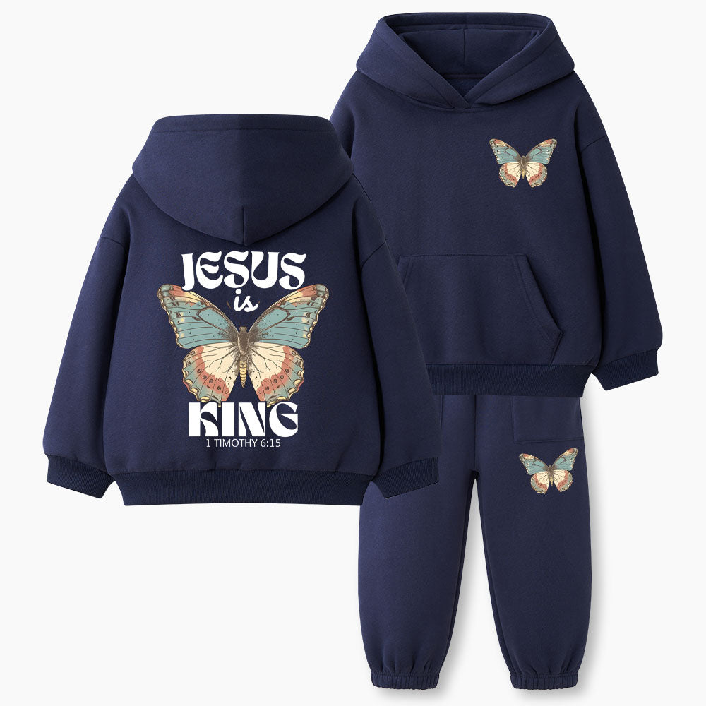 Jesus Is King Christian Kid Fleece Hoodie Set