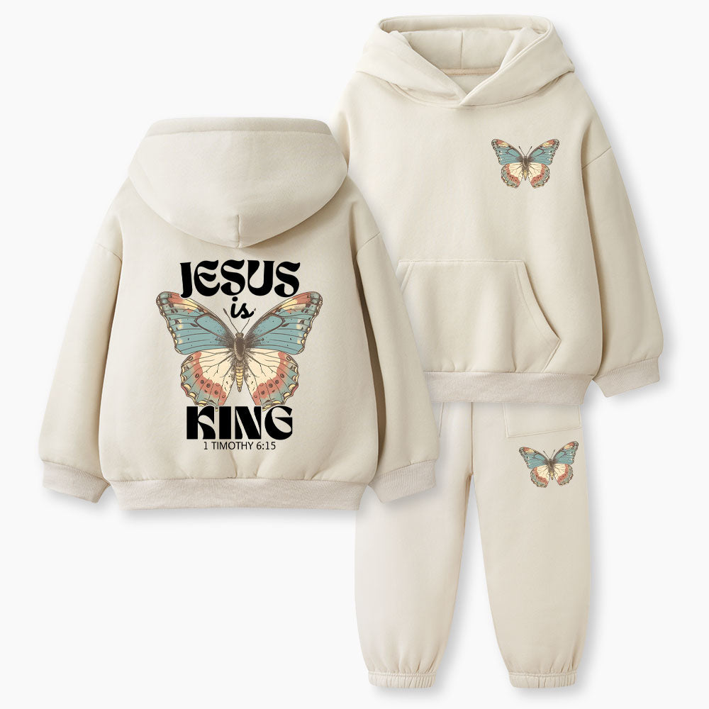 Jesus Is King Christian Kid Fleece Hoodie Set