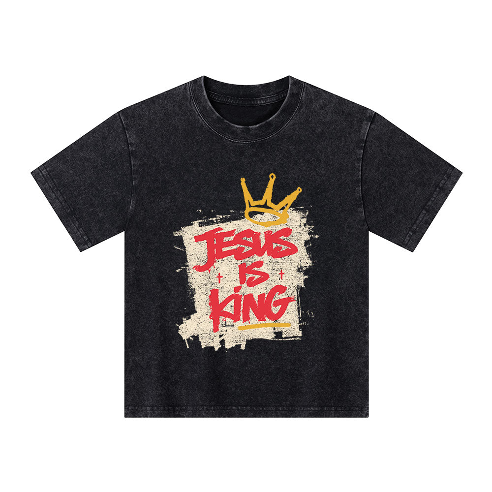 Jesus Is King Christian Kid Washed T-Shirt
