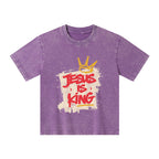 Jesus Is King Christian Kid Washed T-Shirt