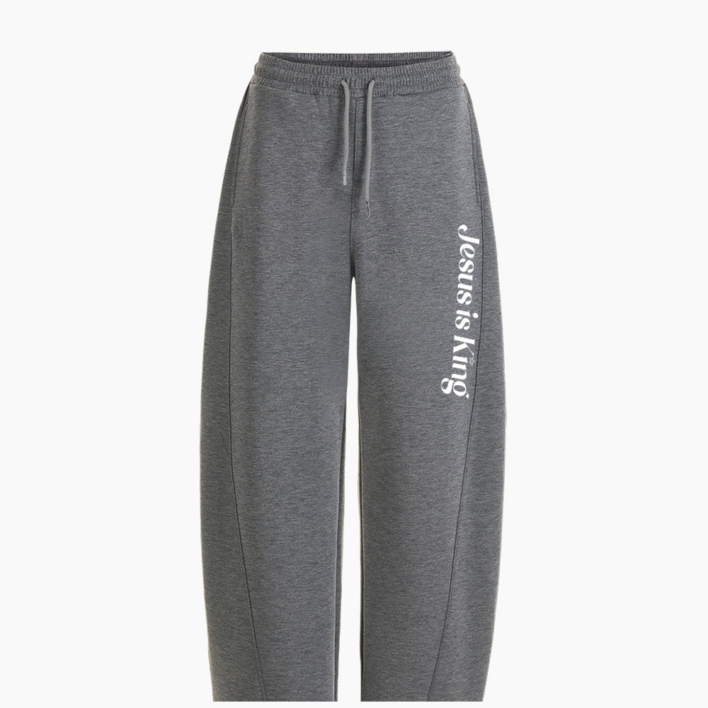 Jesus Is King Christian Minimalist Knit Barrel Sweatpants
