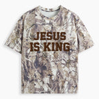 Jesus Is King Christian Puff Printed Camo T-Shirt