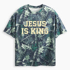 Jesus Is King Christian Puff Printed Camo T-Shirt