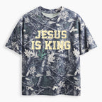 Jesus Is King Christian Puff Printed Camo T-Shirt