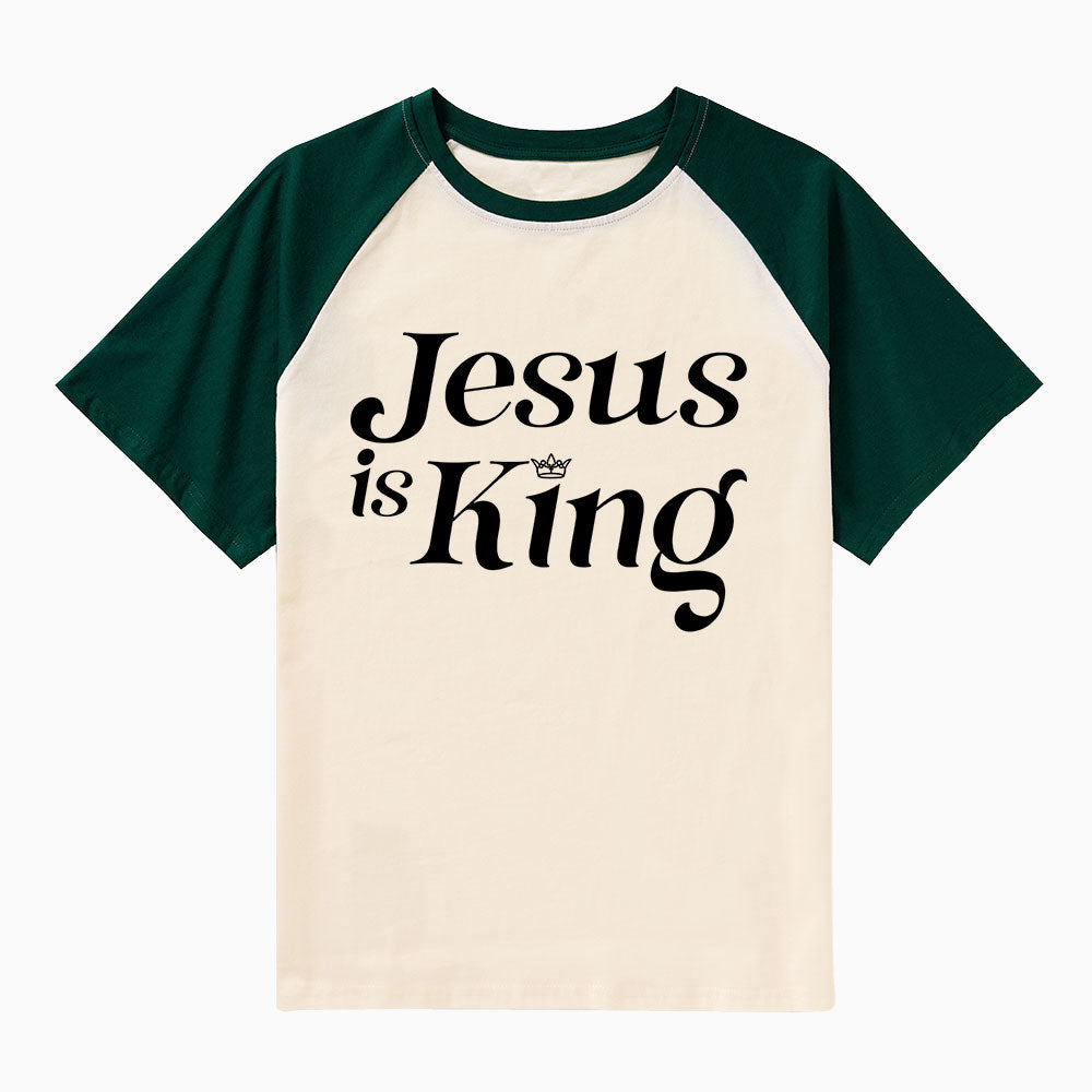 Jesus Is King Christian Raglan Sleeve T-Shirt