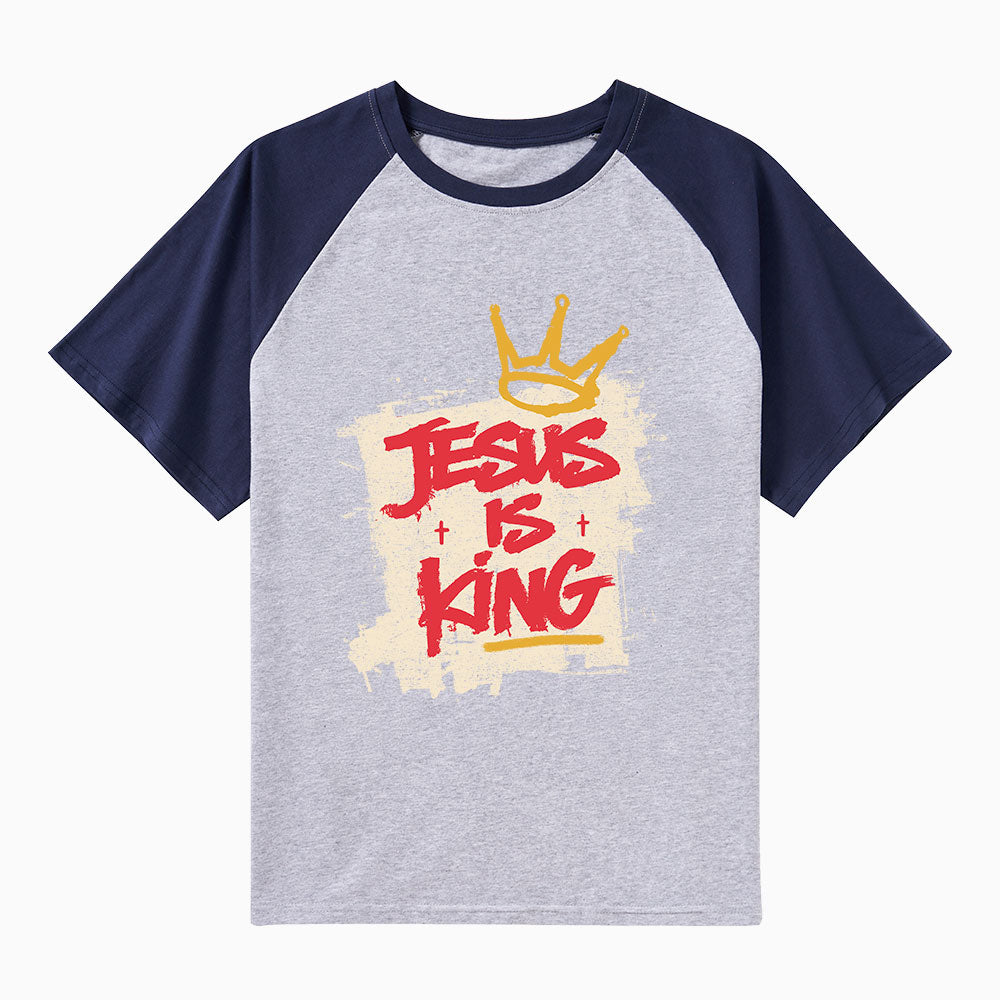 Jesus Is King Christian Raglan Sleeve T-Shirt
