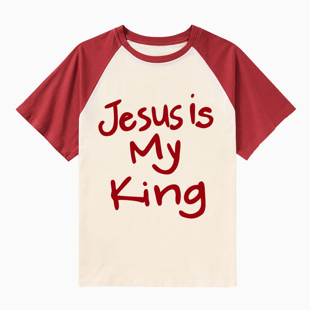 Jesus Is King Christian Raglan Sleeve T-Shirt
