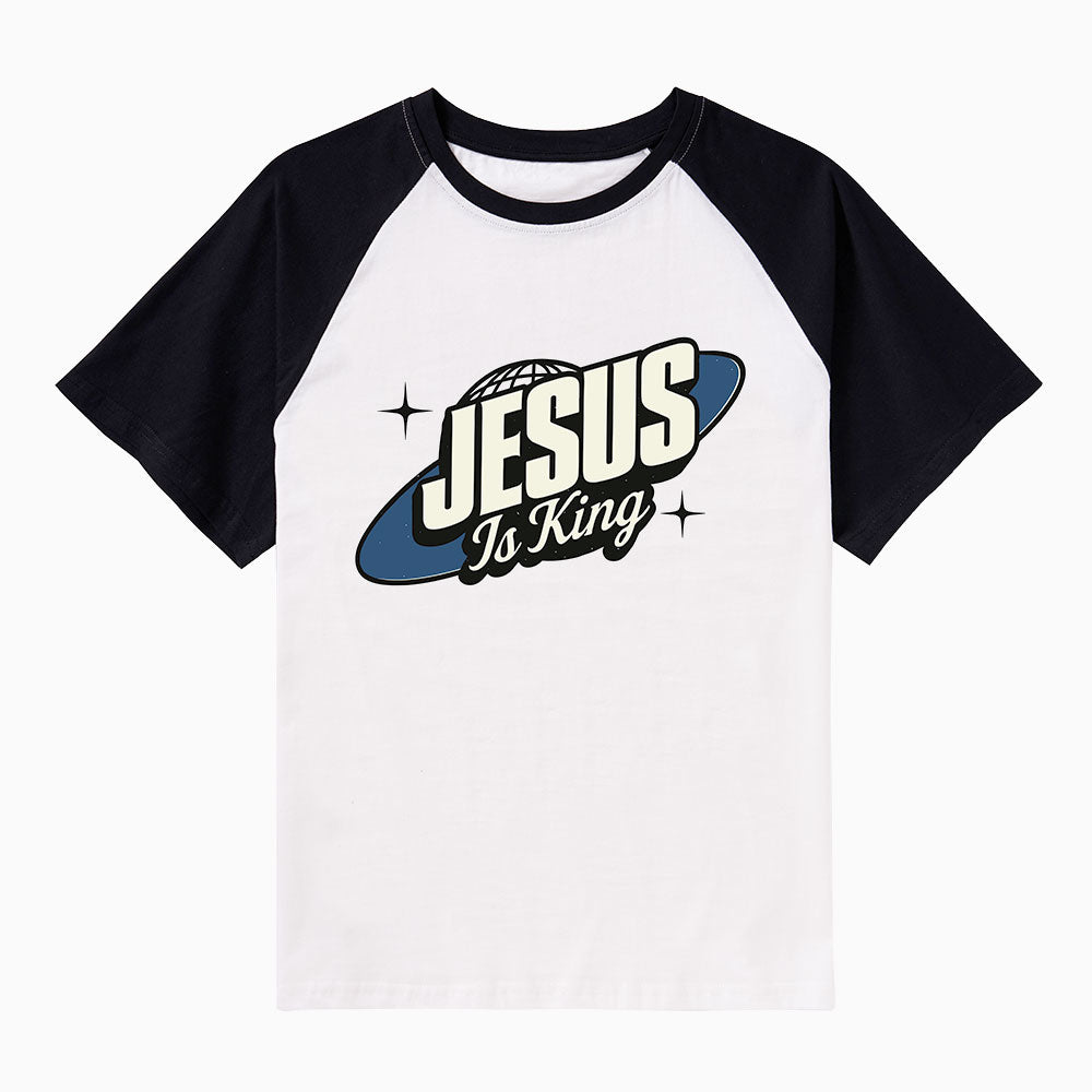 Jesus Is King Christian Raglan Sleeve T-Shirt