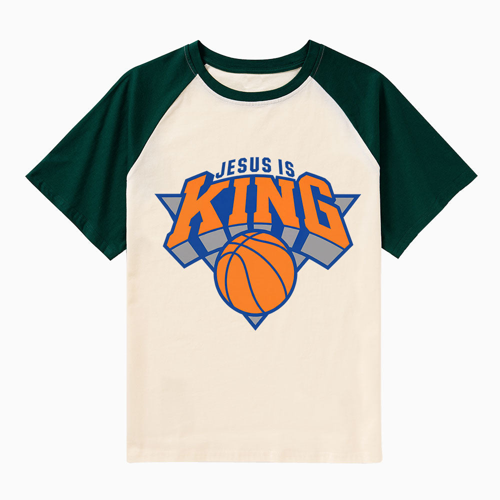 Jesus Is King Christian Raglan Sleeve T-Shirt