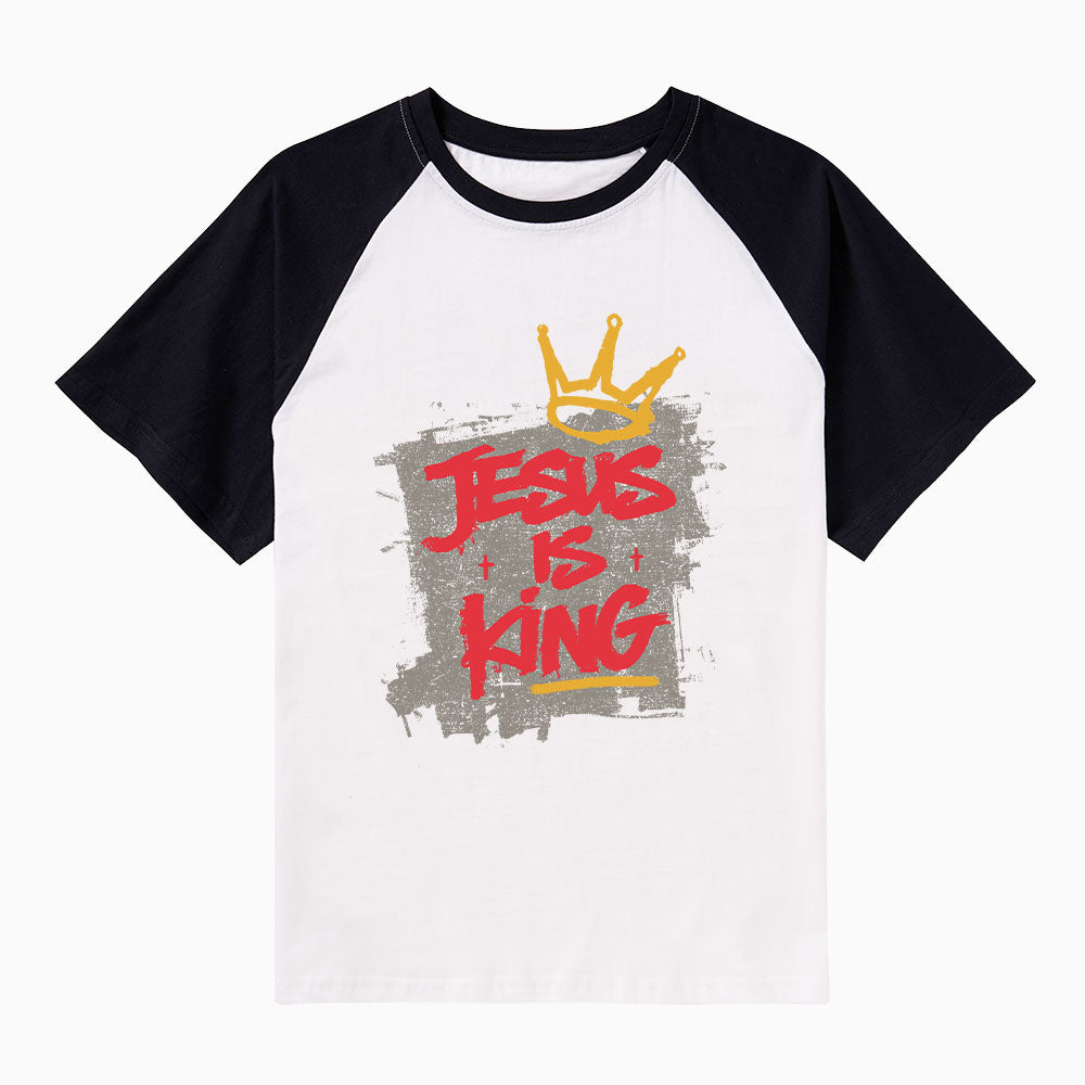 Jesus Is King Christian Raglan Sleeve T-Shirt