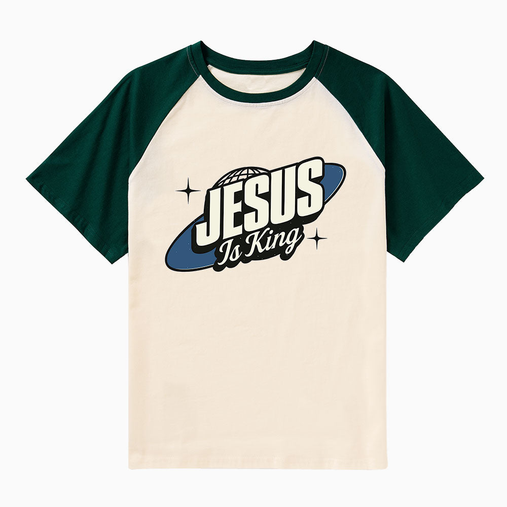 Jesus Is King Christian Raglan Sleeve T-Shirt