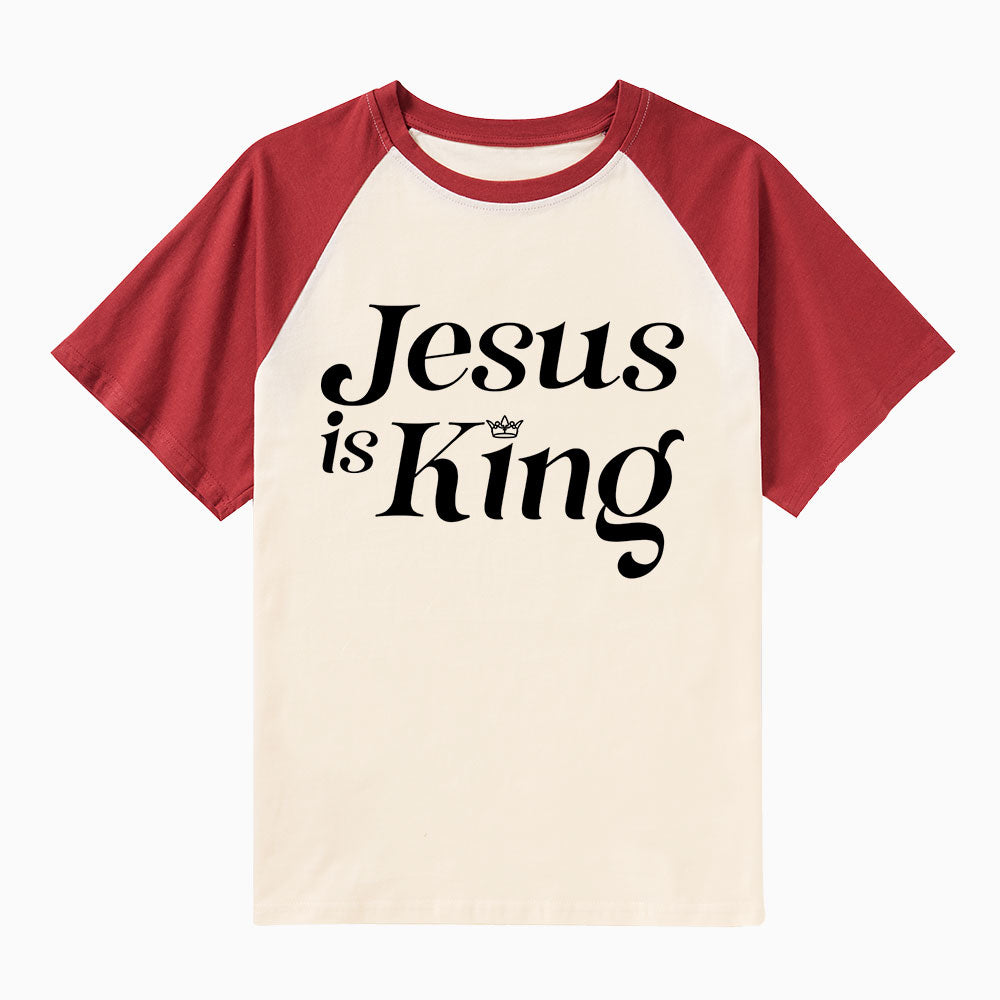 Jesus Is King Christian Raglan Sleeve T-Shirt