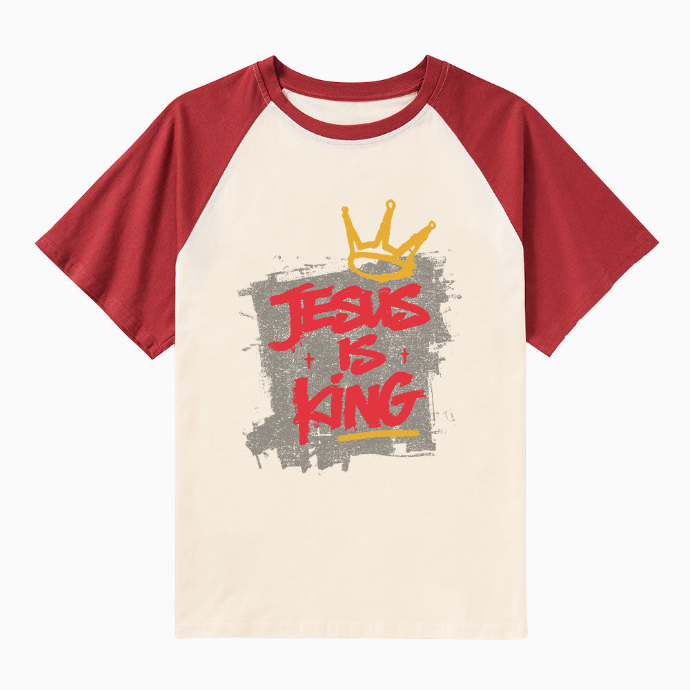 Jesus Is King Christian Raglan Sleeve T-Shirt