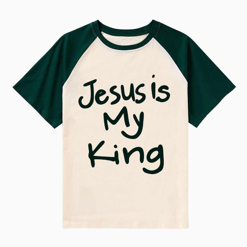 Jesus Is King Christian Raglan Sleeve T-Shirt