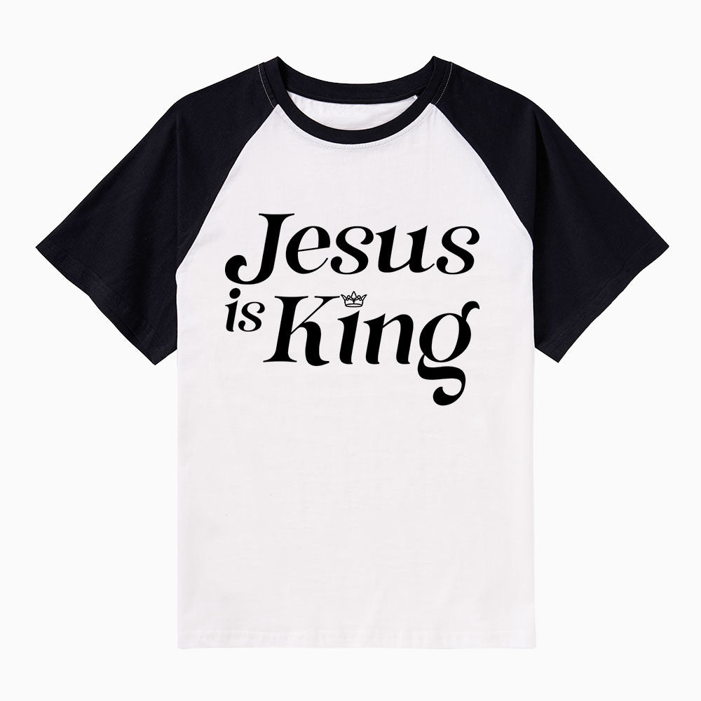 Jesus Is King Christian Raglan Sleeve T-Shirt