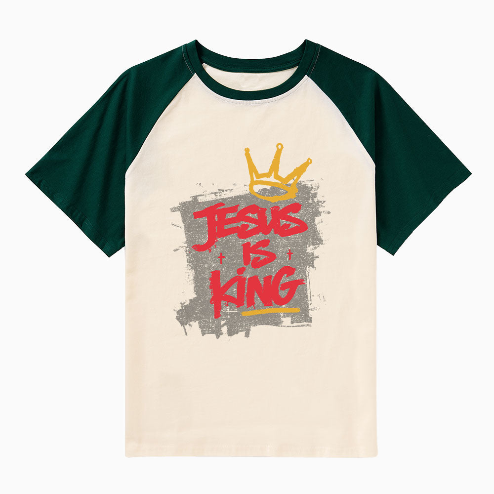 Jesus Is King Christian Raglan Sleeve T-Shirt