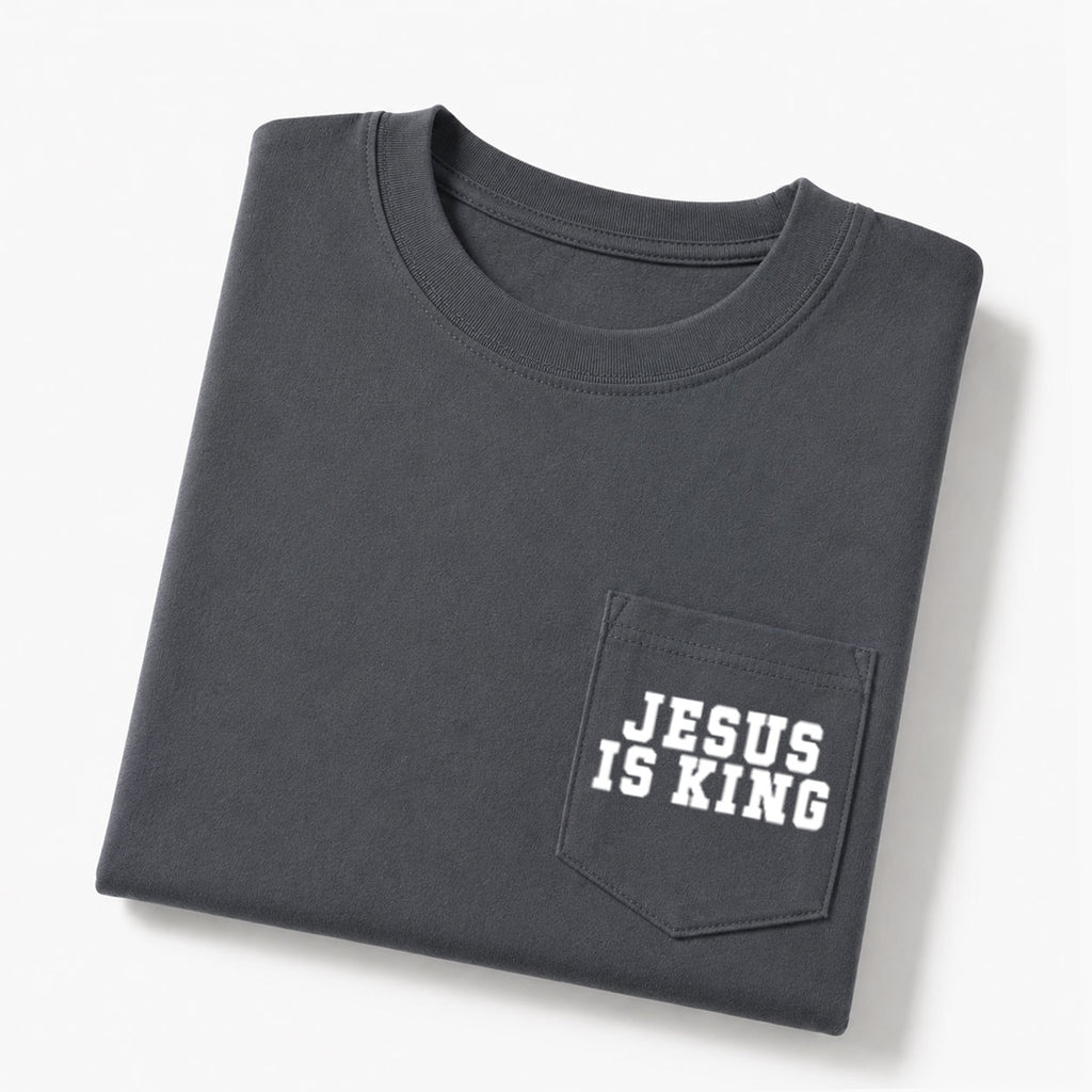 Jesus Is King Christian Unisex Pocket T-Shirt