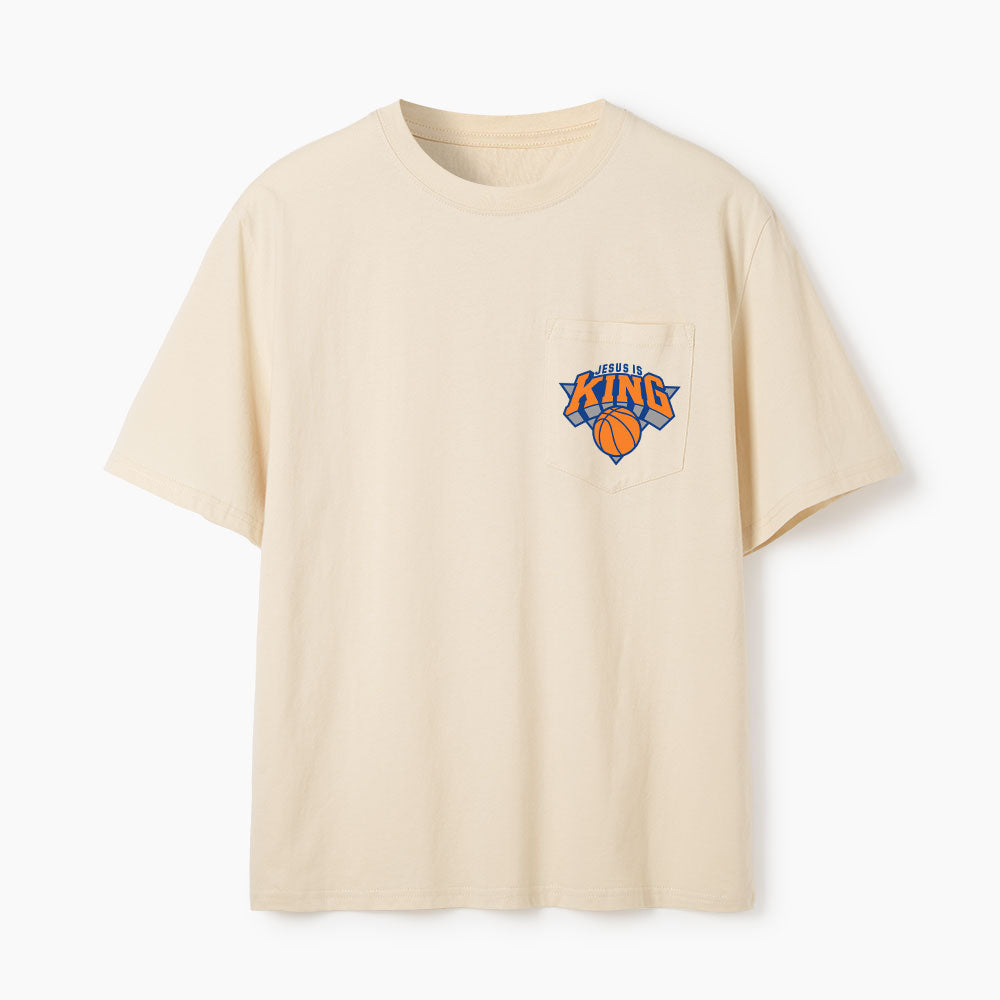 Jesus Is King Christian Unisex Pocket T-Shirt