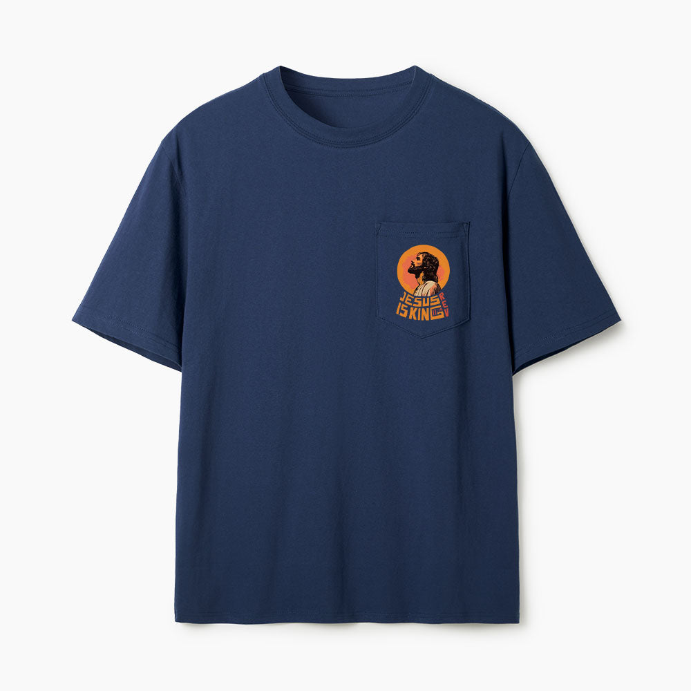 Jesus Is King Christian Unisex Pocket T-Shirt