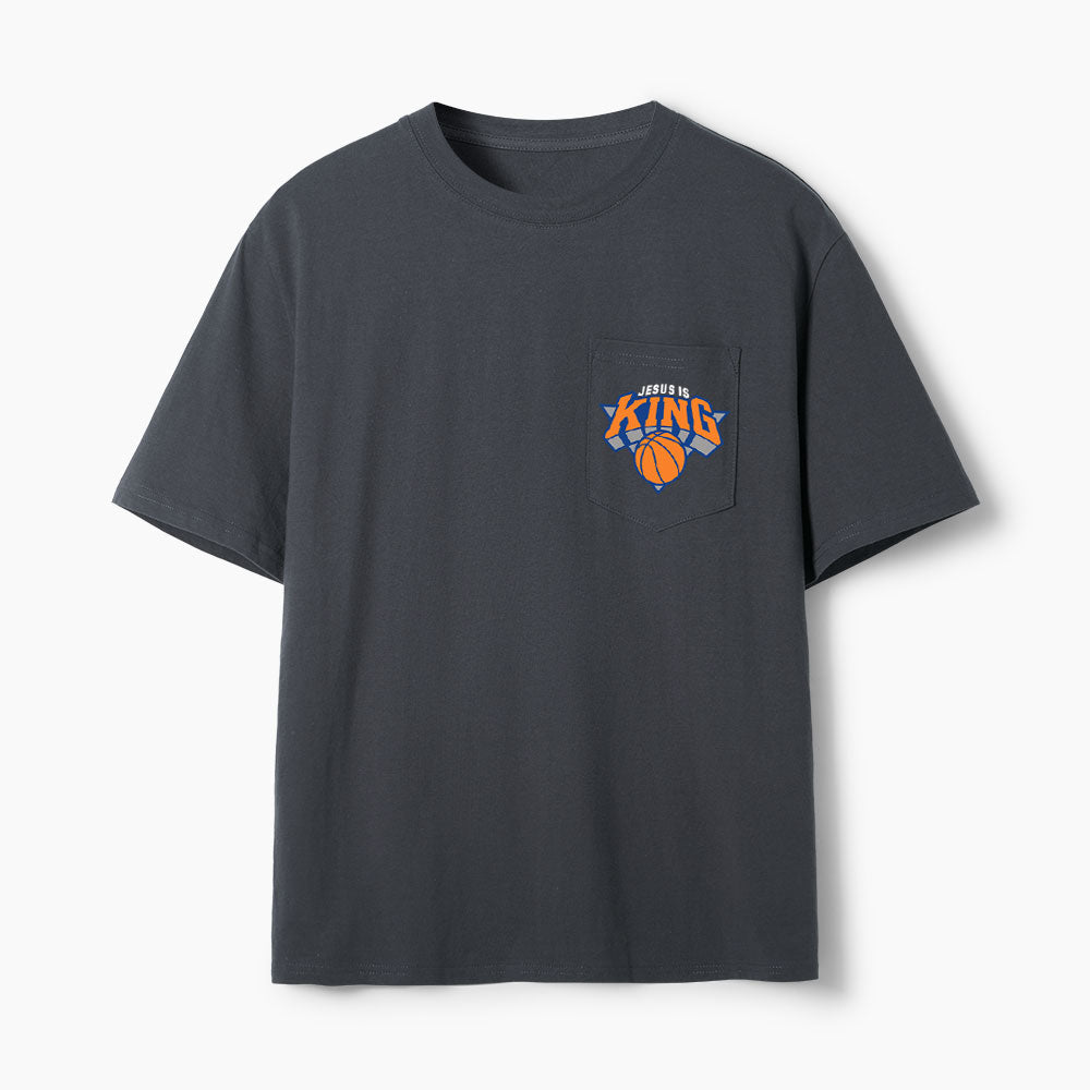 Jesus Is King Christian Unisex Pocket T-Shirt