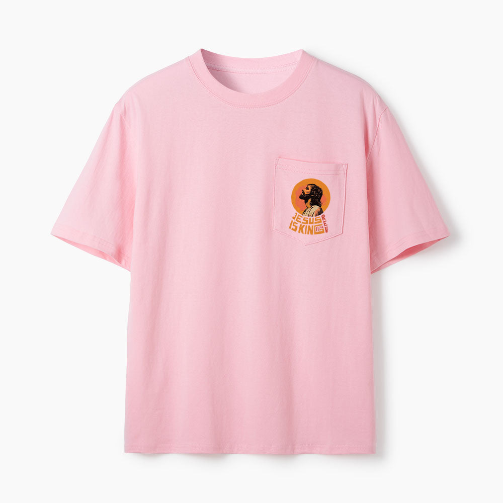 Jesus Is King Christian Unisex Pocket T-Shirt