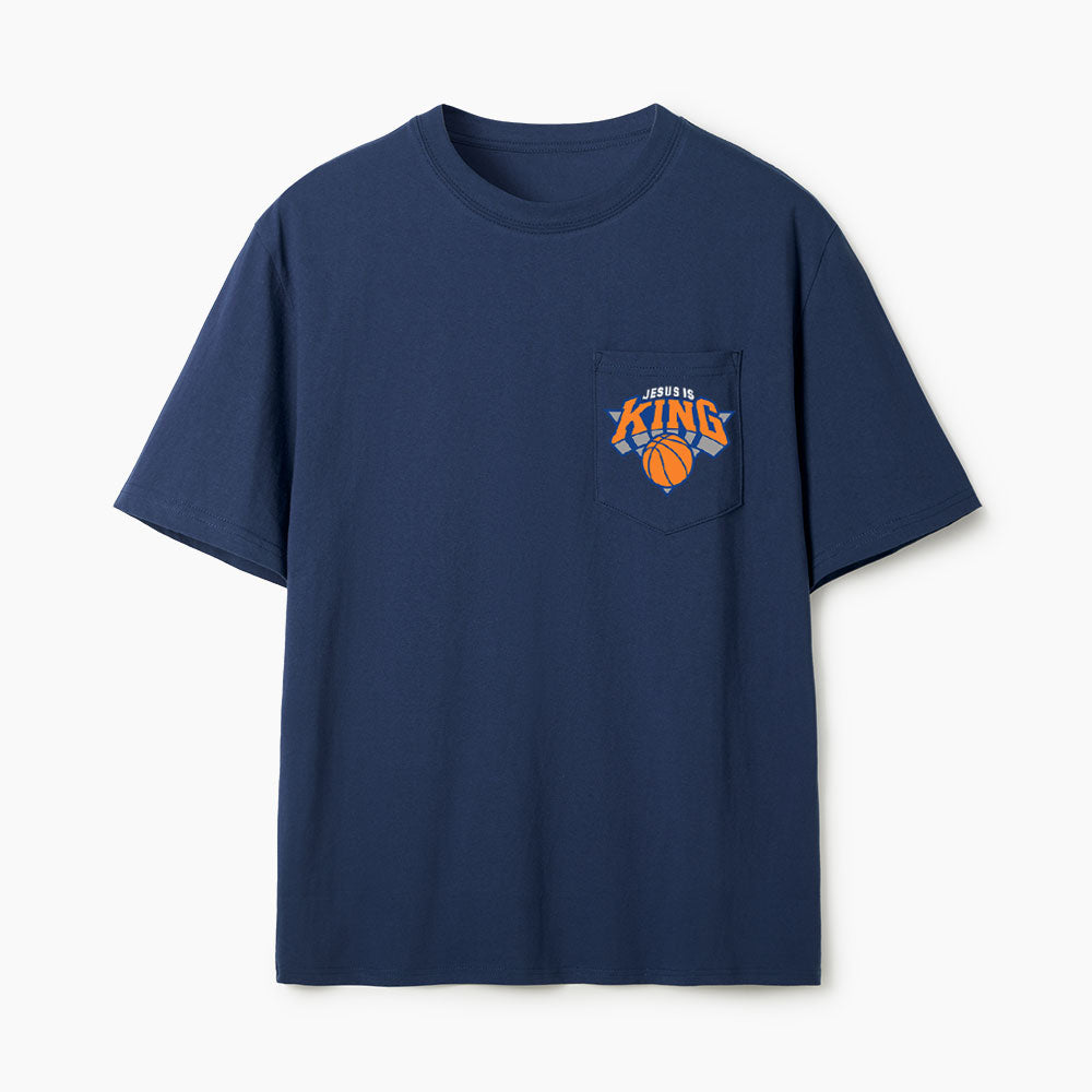 Jesus Is King Christian Unisex Pocket T-Shirt