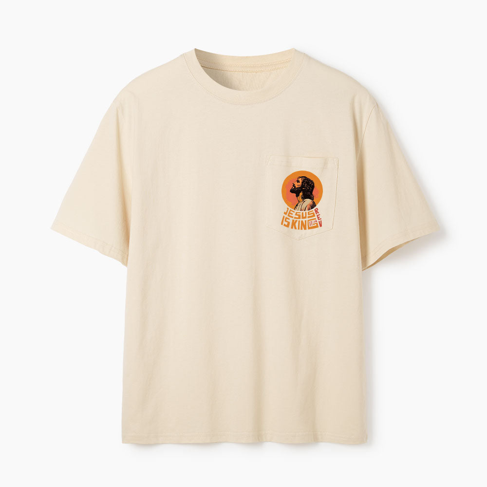 Jesus Is King Christian Unisex Pocket T-Shirt