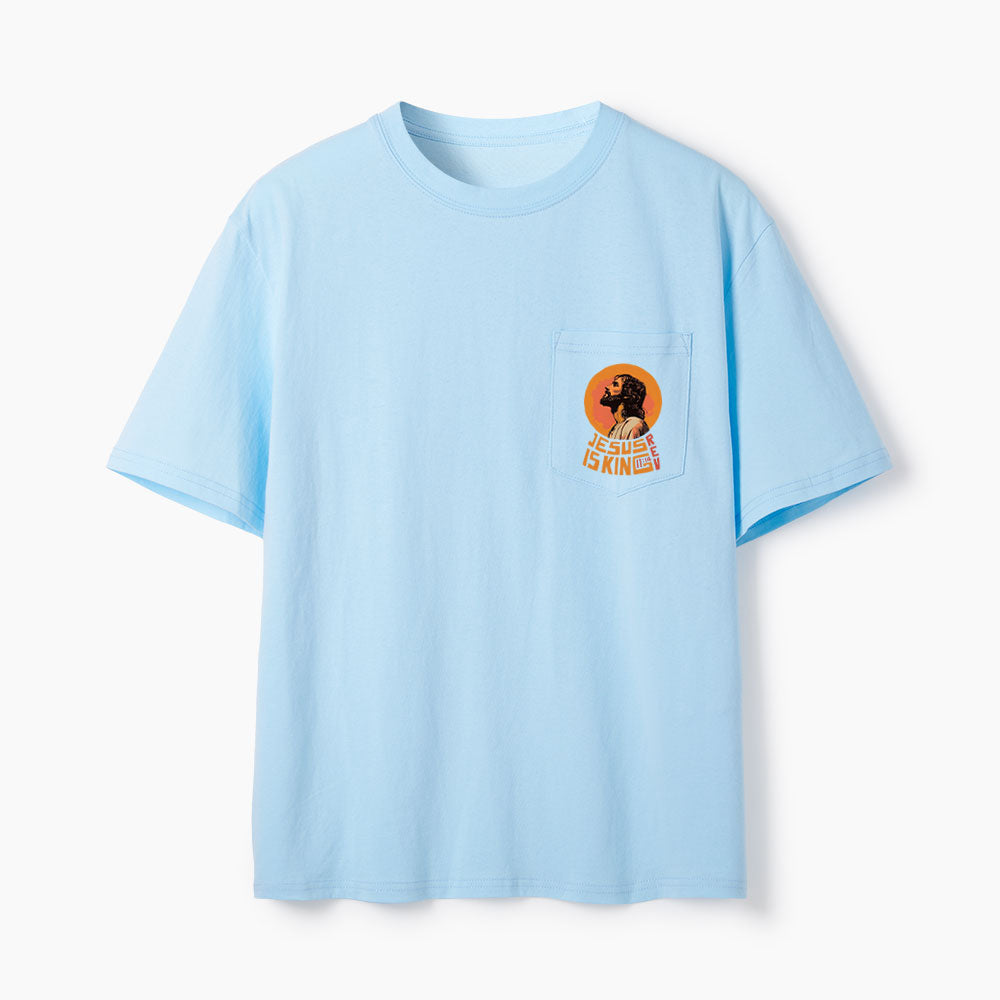 Jesus Is King Christian Unisex Pocket T-Shirt