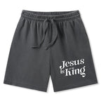 Jesus Is King Christian Washed Shorts