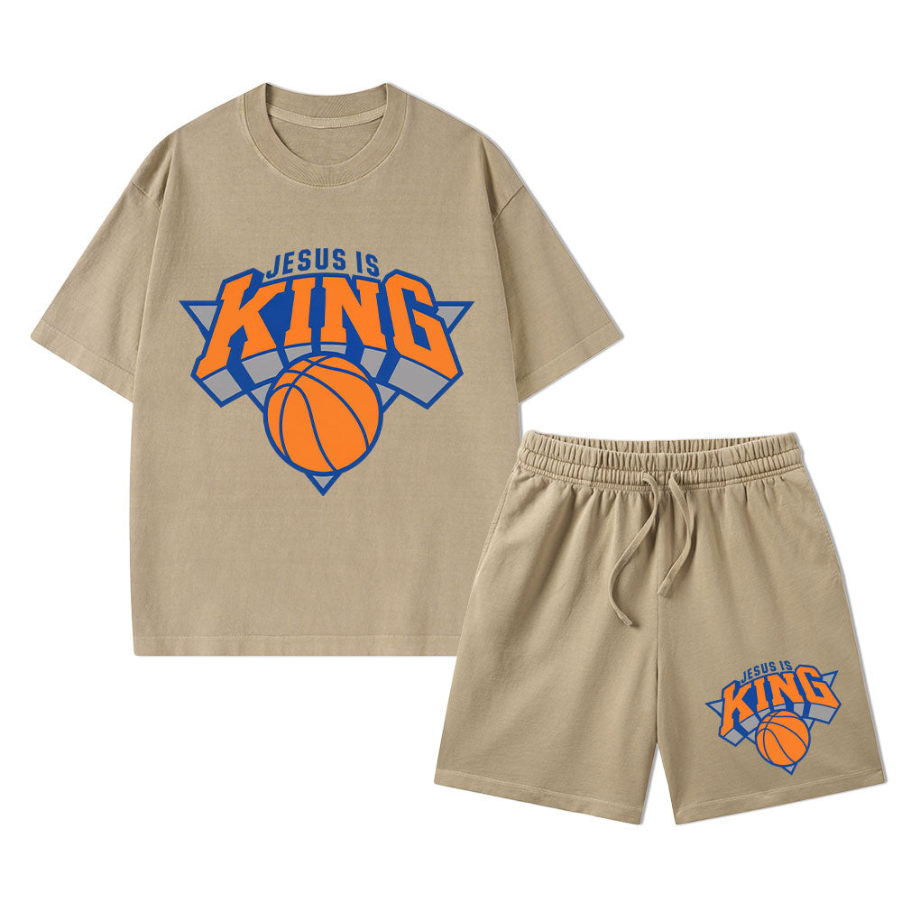 Jesus Is King Christian Washed T-Shirt & Shorts