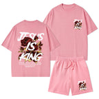 Jesus Is King Christian Washed T-Shirt & Shorts