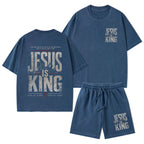 Jesus Is King Christian Washed T-Shirt & Shorts