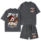 Jesus Is King Christian Washed T-Shirt & Shorts