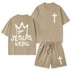 Jesus Is King Christian Washed T-Shirt & Shorts