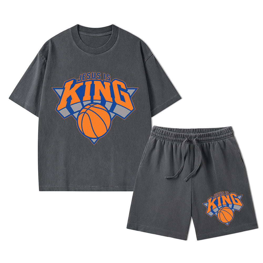 Jesus Is King Christian Washed T-Shirt & Shorts