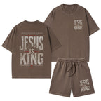 Jesus Is King Christian Washed T-Shirt & Shorts