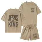 Jesus Is King Christian Washed T-Shirt & Shorts