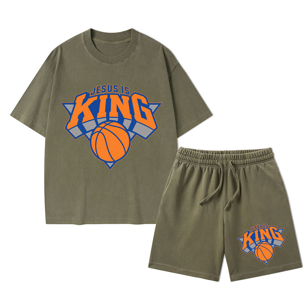 Jesus Is King Christian Washed T-Shirt & Shorts