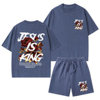 Jesus Is King Christian Washed T-Shirt & Shorts