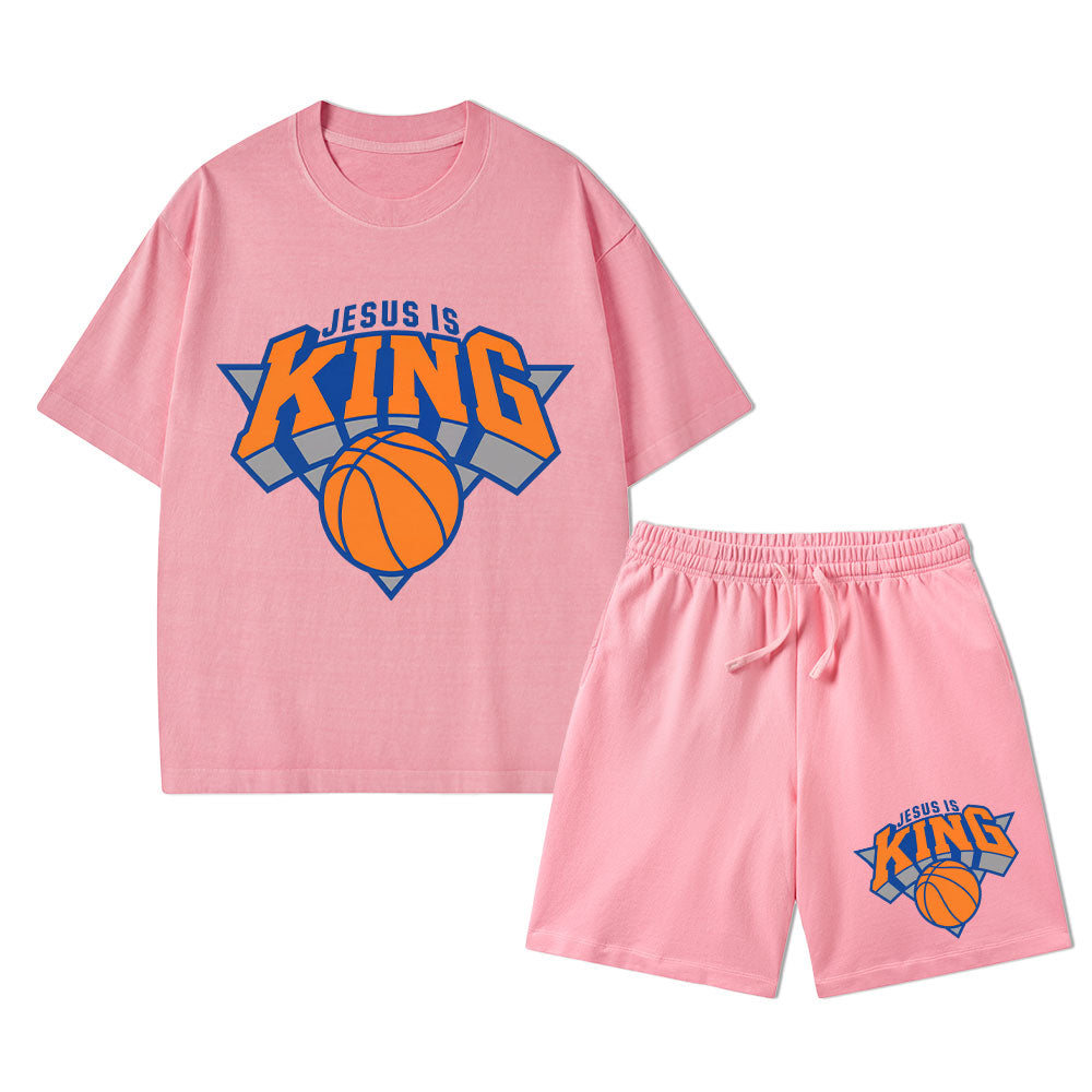 Jesus Is King Christian Washed T-Shirt & Shorts
