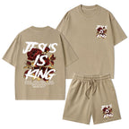 Jesus Is King Christian Washed T-Shirt & Shorts