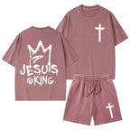 Jesus Is King Christian Washed T-Shirt & Shorts