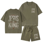 Jesus Is King Christian Washed T-Shirt & Shorts