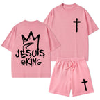 Jesus Is King Christian Washed T-Shirt & Shorts