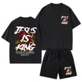 Jesus Is King Christian Washed T-Shirt & Shorts