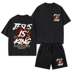 Jesus Is King Christian Washed T-Shirt & Shorts