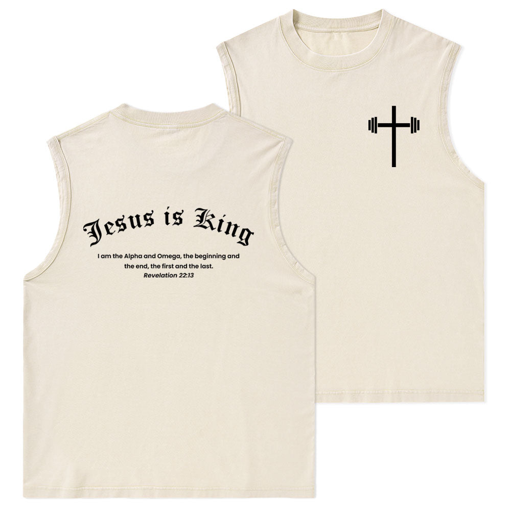 Jesus Is King Christian Washed Tank Top