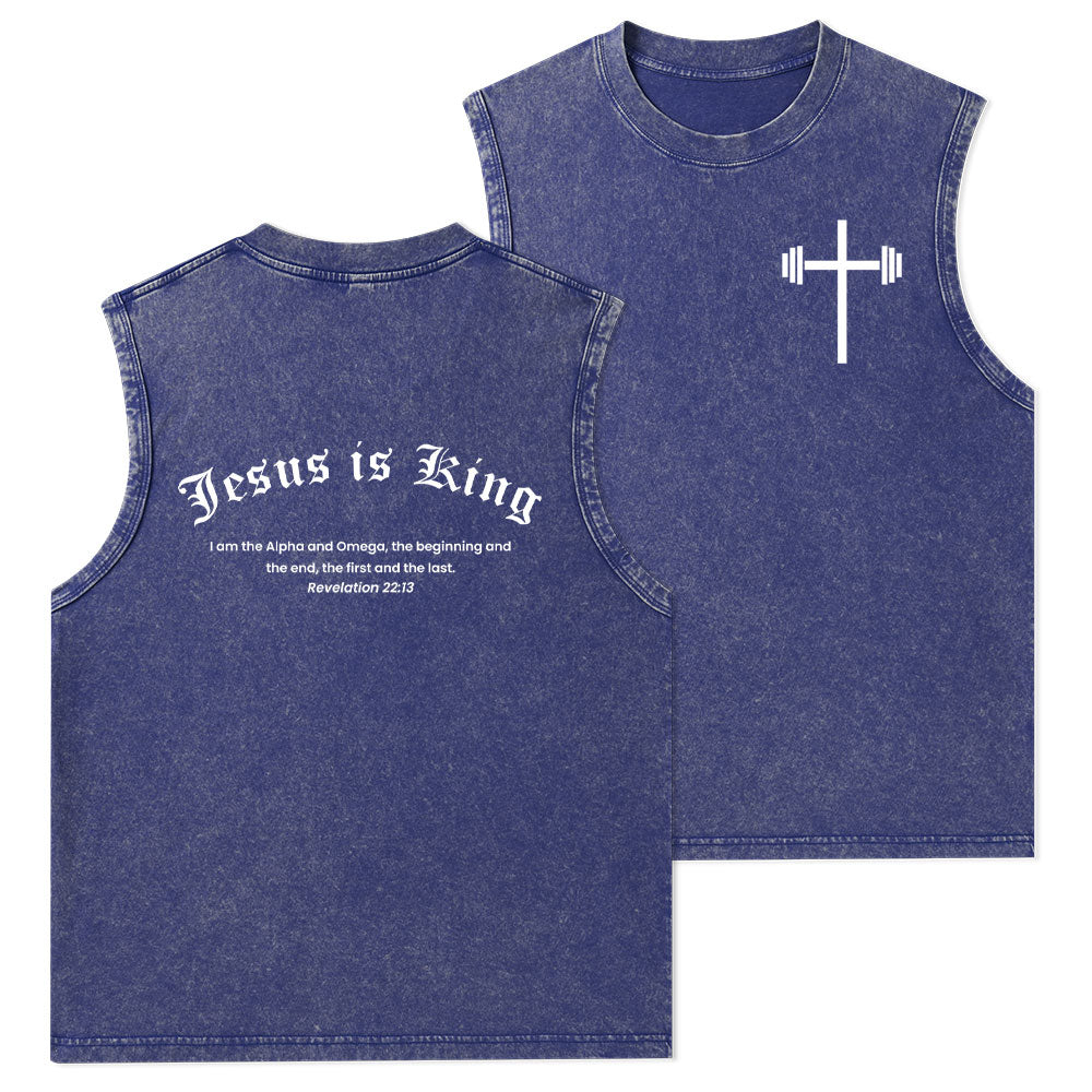Jesus Is King Christian Washed Tank Top