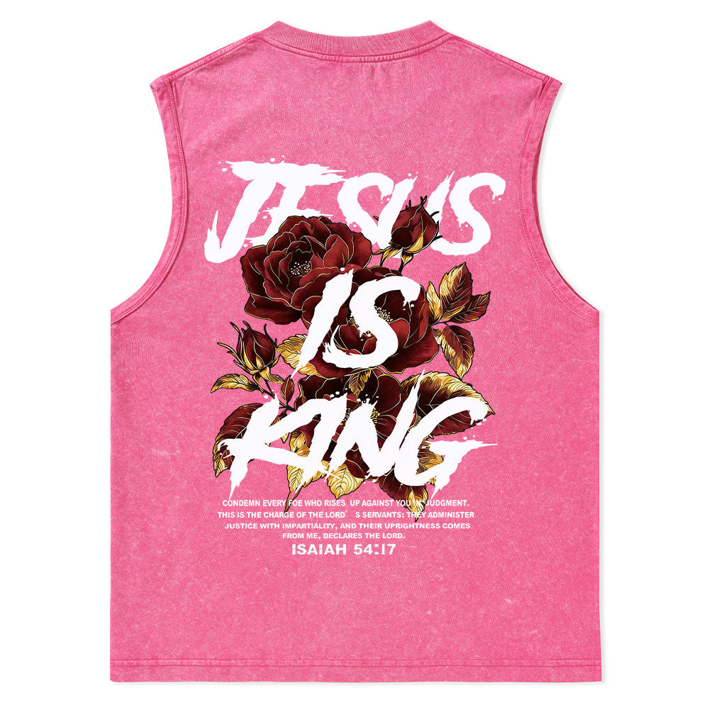 Jesus Is King Christian Washed Tank Top