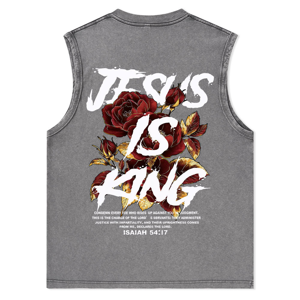 Jesus Is King Christian Washed Tank Top